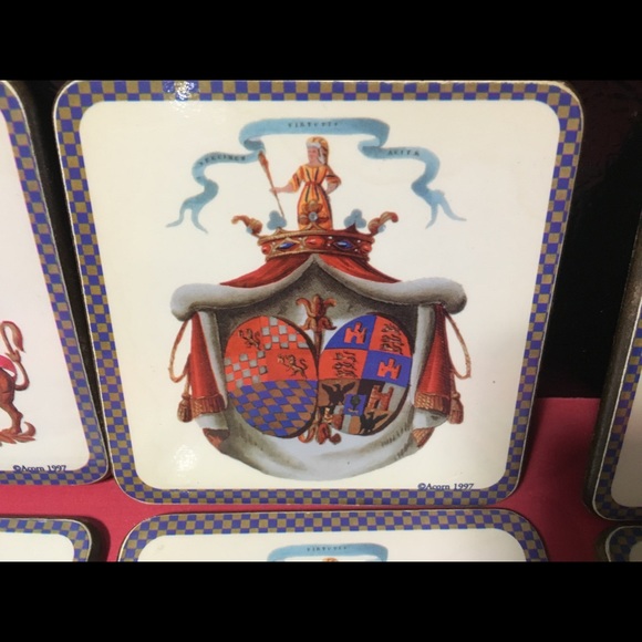 COAT OF ARMS COASTER SET(6) VINTAGE 90s CORK BACKING BY ACORN - Picture 4 of 7